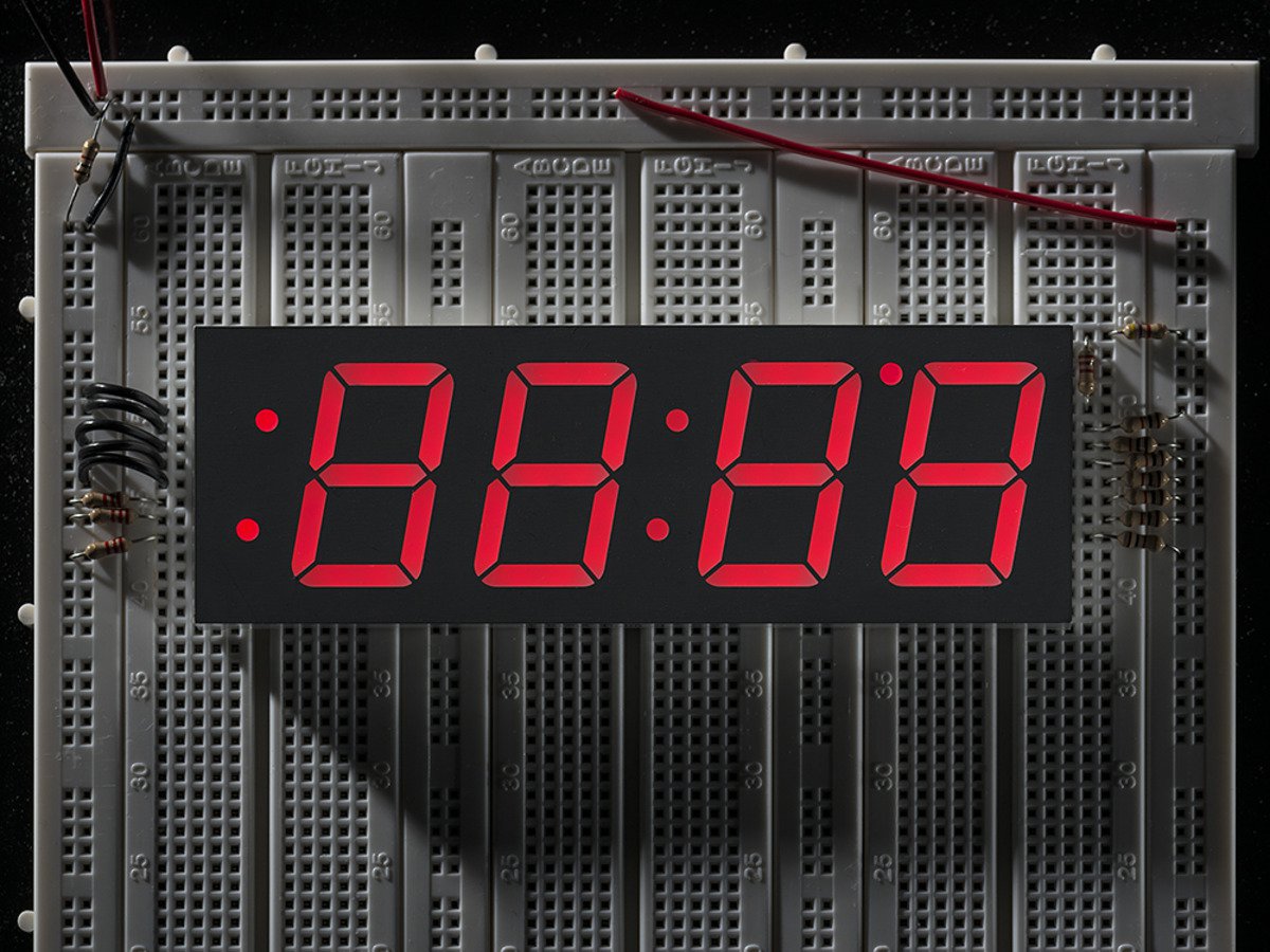Red 7-segment clock display - 1.2 digit height