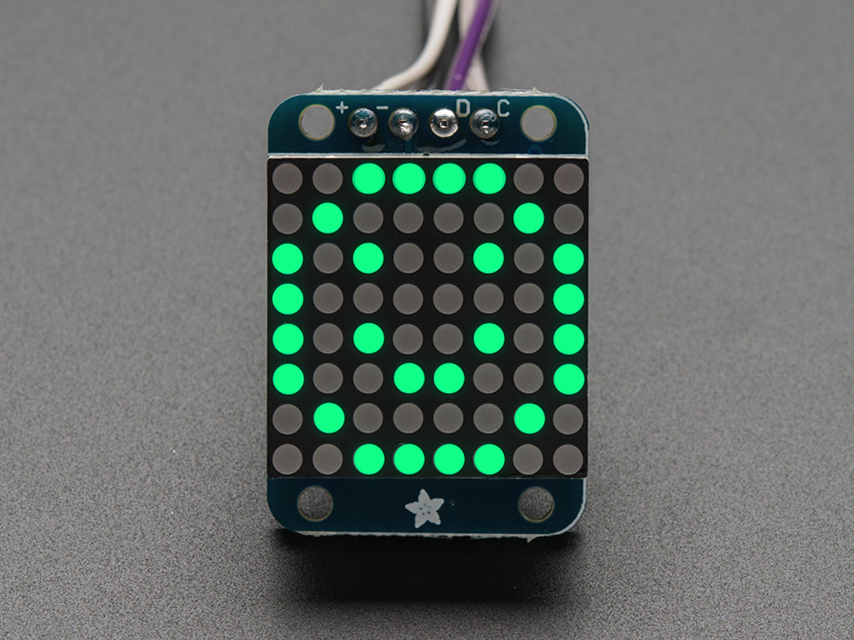 Adafruit Mini 0.8 8x8 LED Matrix w/I2C Backpack - Pure Green