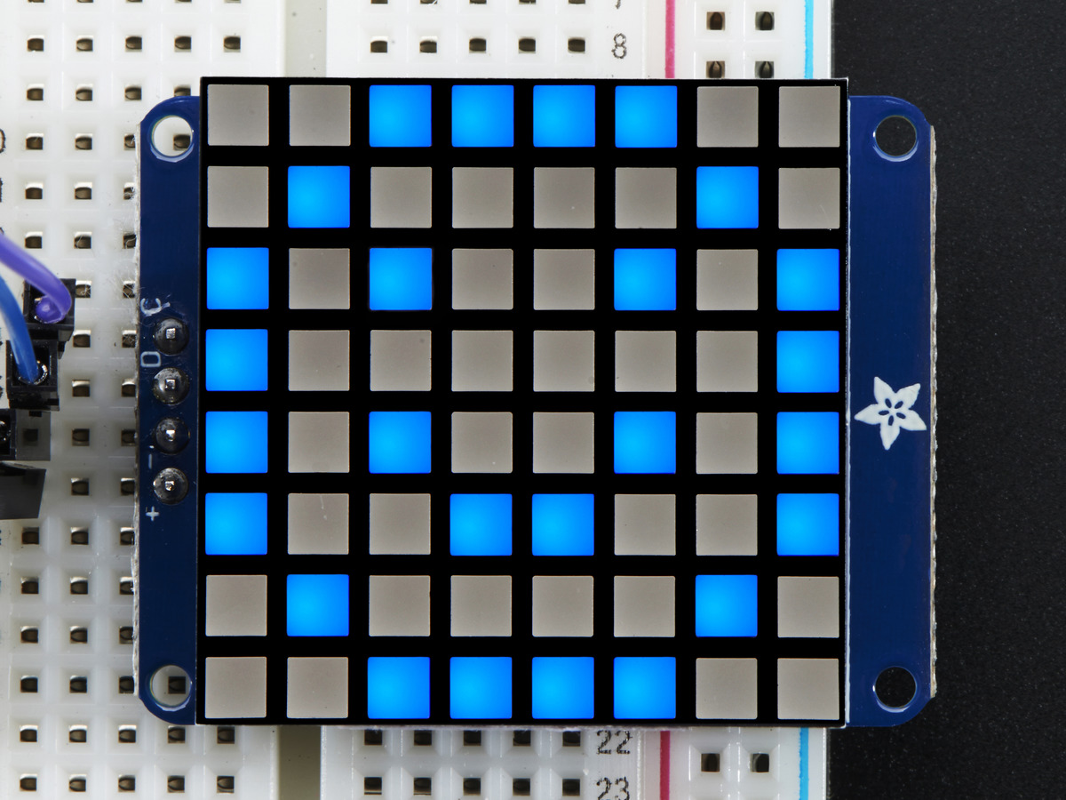 Small 1.2 8x8 Ultra Bright Square Blue LED Matrix + Backpack