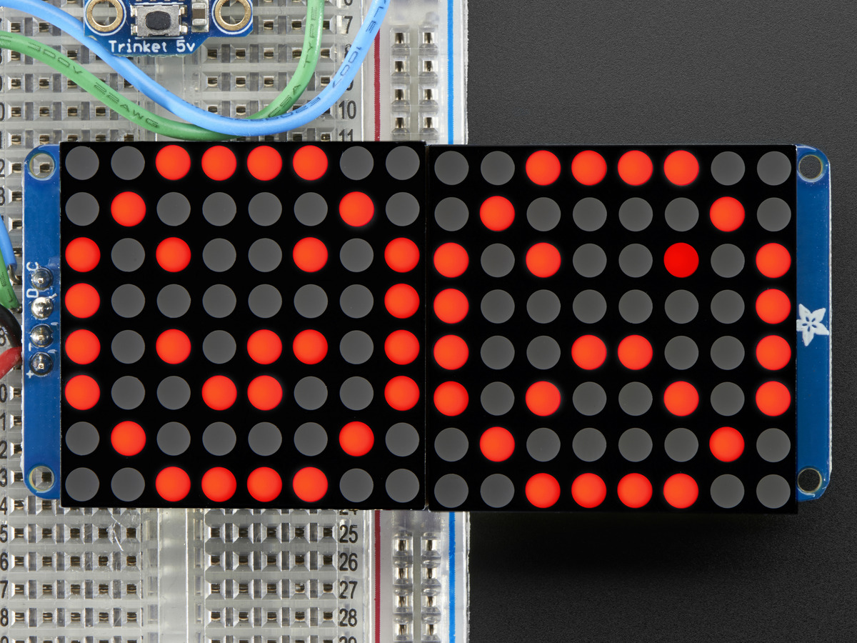 16x8 1.2 LED Matrix + Backpack - Ultra Bright Round Red LEDs