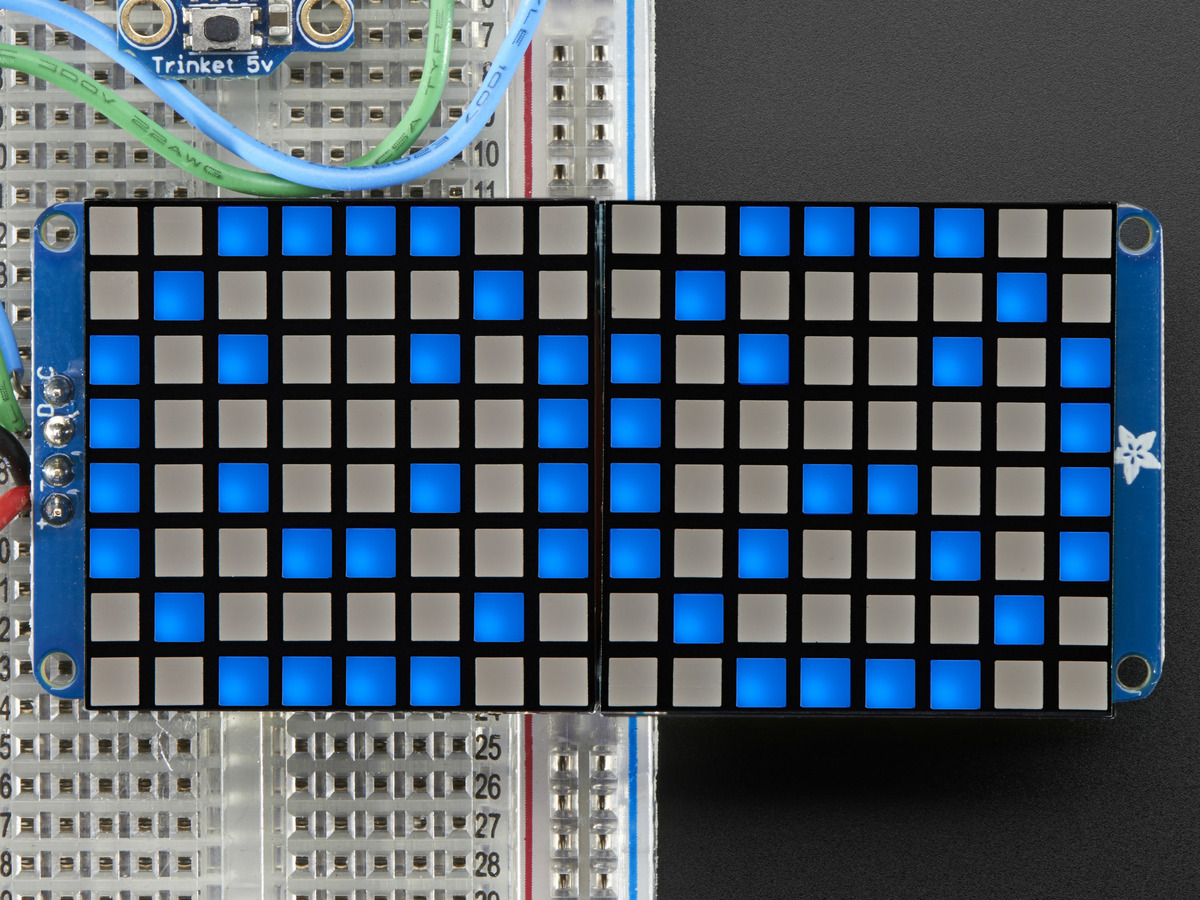 16x8 1.2 LED Matrix + Backpack - Ultra Bright Square Blue LEDs