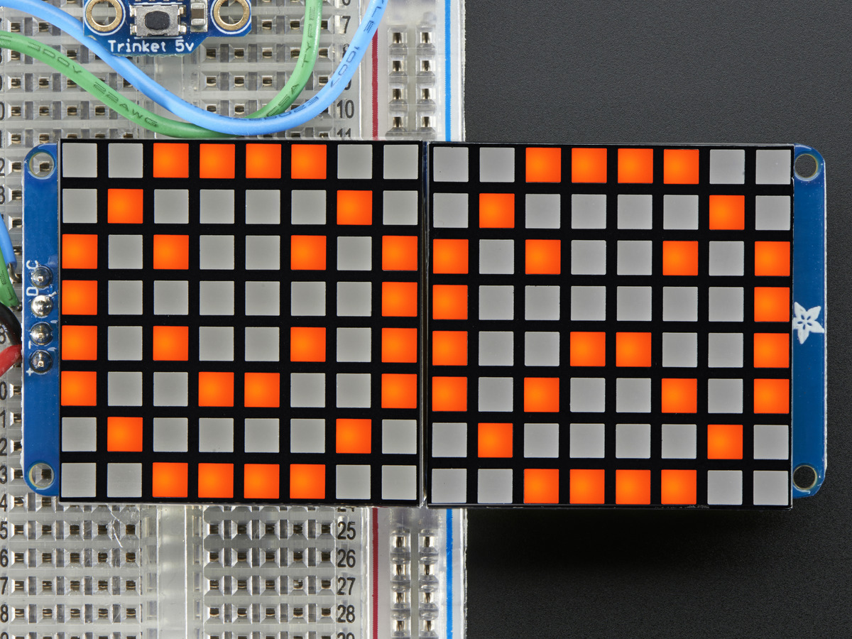 16x8 1.2 LED Matrix + Backpack - Ultra Bright Square Amber LEDs