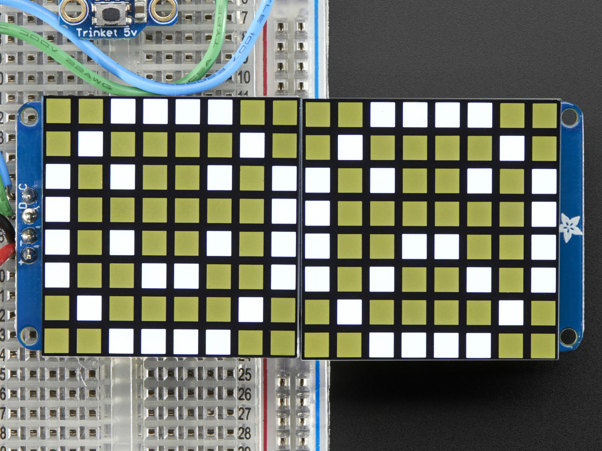 16x8 1.2 LED Matrix + Backpack - Ultra Bright Square White LEDs