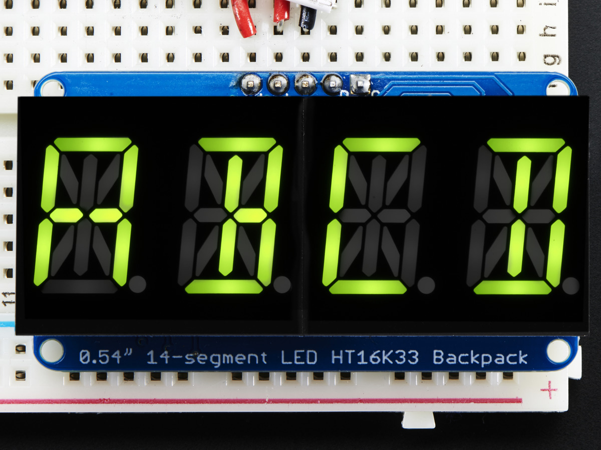 Quad Alphanumeric Display -Yellow-Green 0.54 Digits w/ Backpack
