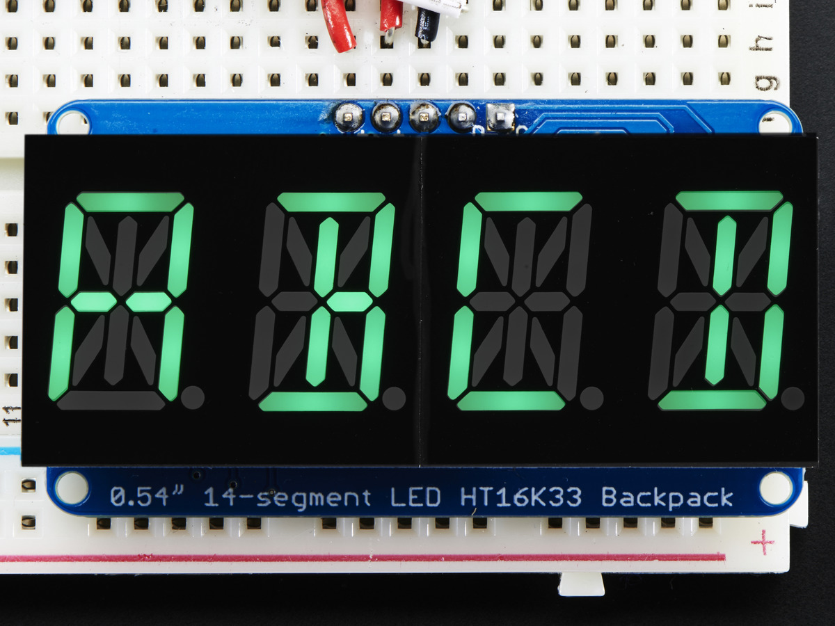 Quad Alphanumeric Display - Pure Green 0.54 Digits w/ Backpack