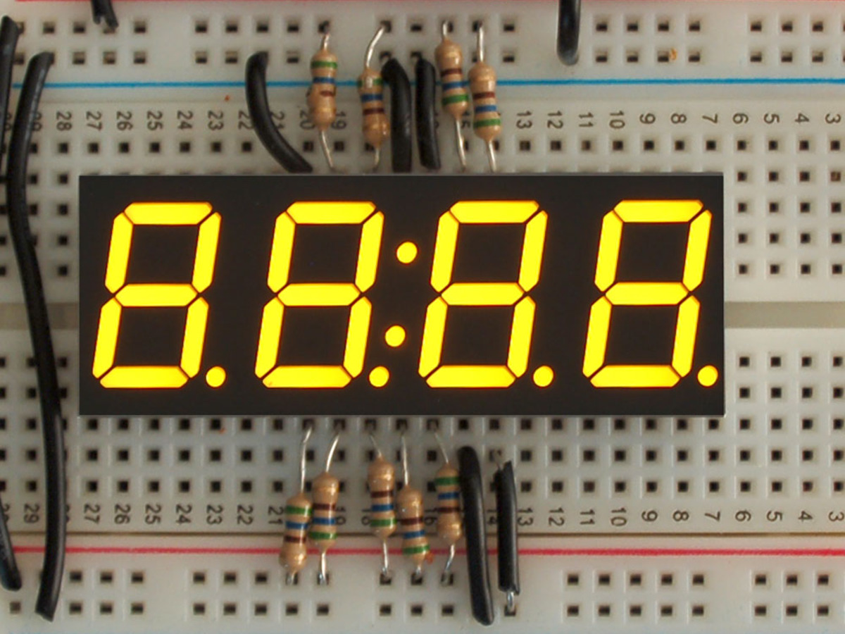 Yellow 7-segment clock display - 0.56 digit height