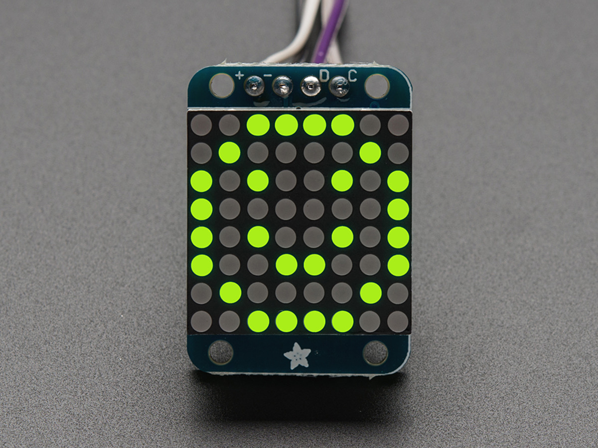 Adafruit Mini 0.8 8x8 LED Matrix w/I2C Backpack - Yellow-Green